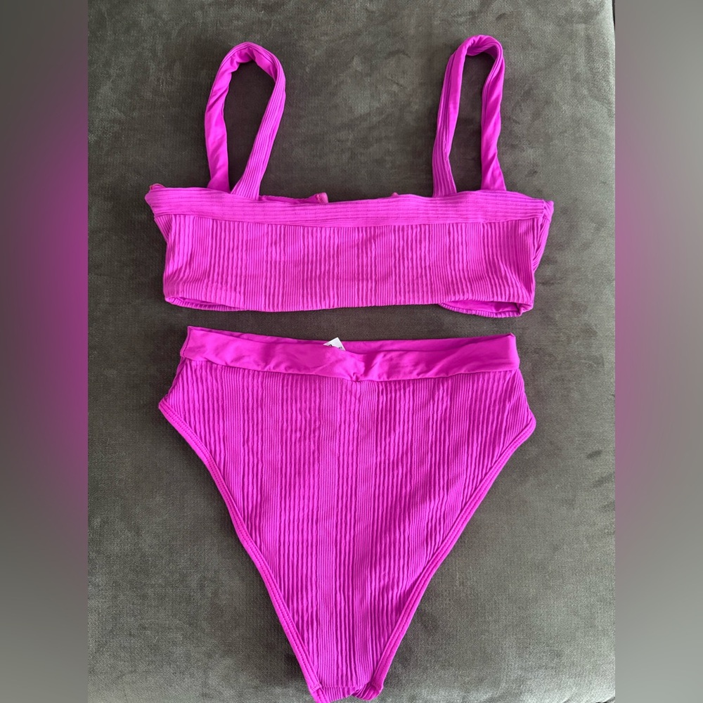 L*Space Pink Ribbed Bikini Set - Picture 6 of 8